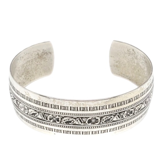 DANECRAFT Sterling Silver Floral Cuff Bracelet #17551 - Picture 1 of 6
